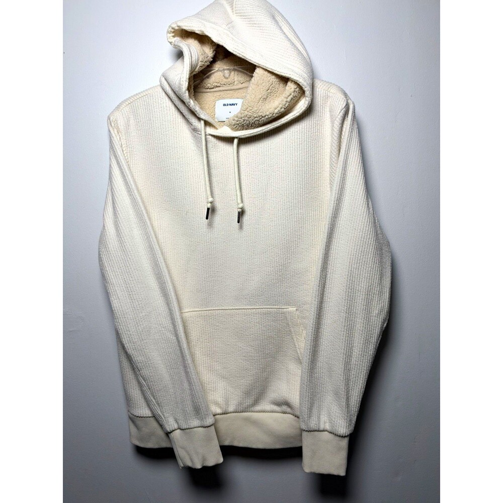 Old Navy Women’s Sherpa Lined Pullover Courdoroy Hoodie w/ Pockets Ivory M